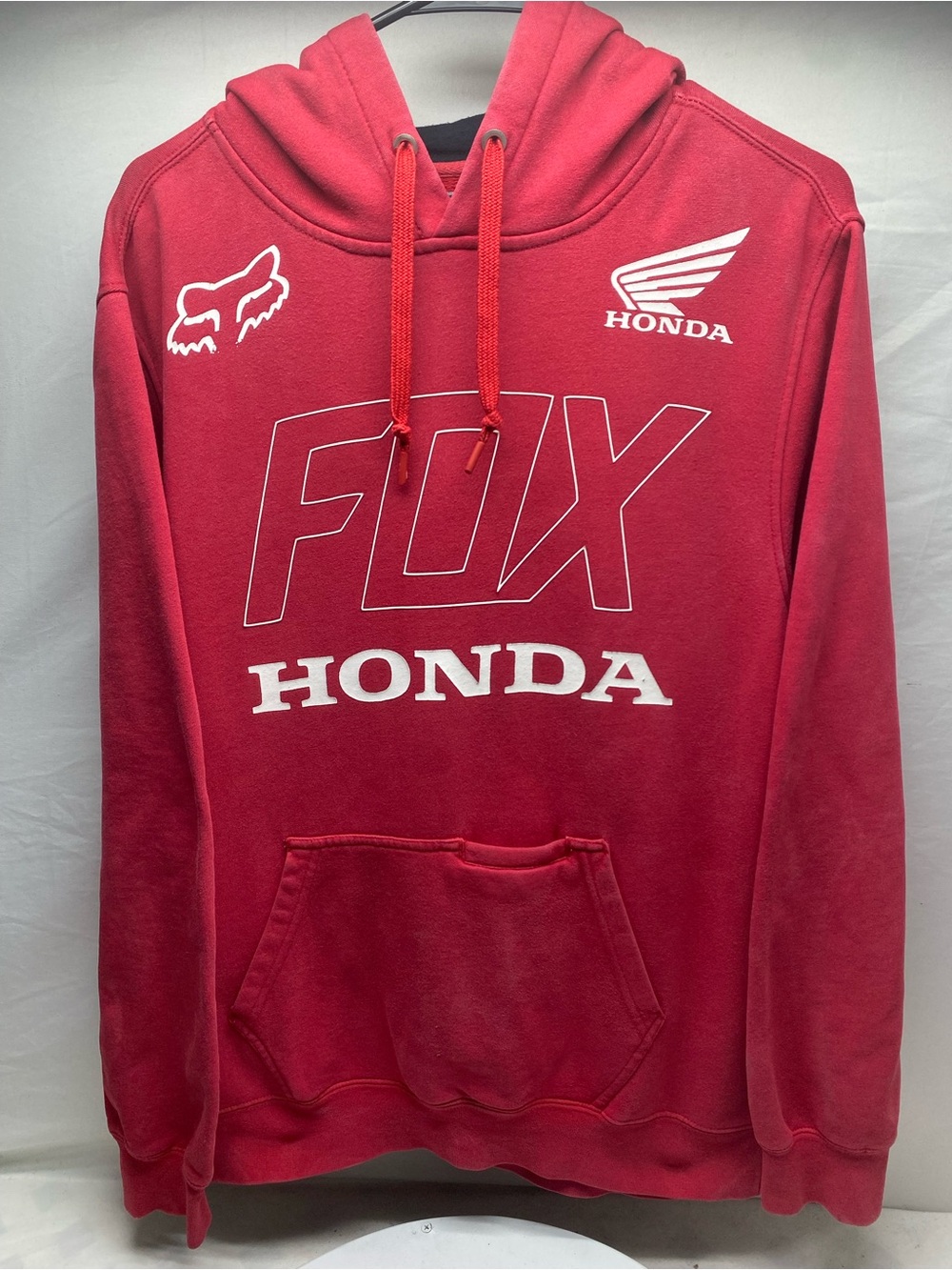 Fox Racing Honda Sport Mens M Sweatshirt Hoodie Red & White Graphic Logo Faded